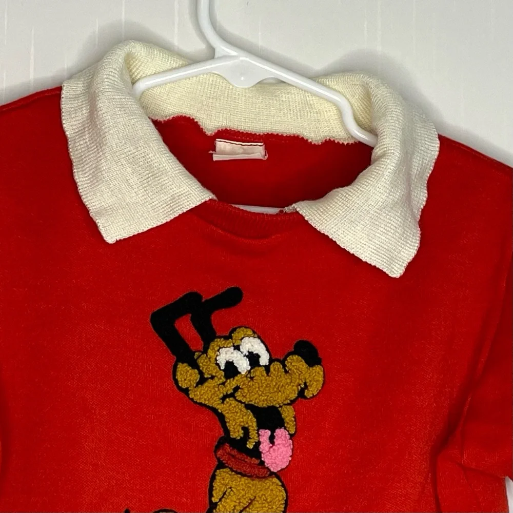 Vintage Disney Kids Pluto Sweatshirt Knit Collar Soft Flaws Read Description HTF - Picture 4 of 11